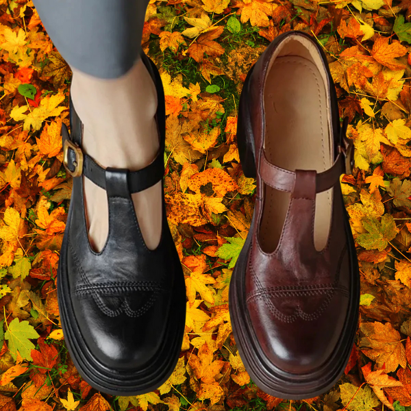 Olivia- Leather Mary Jane with Retro Heel
