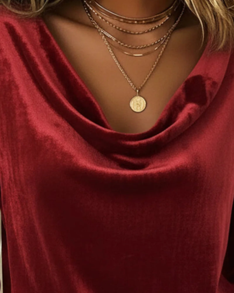 Trendy Solid Color Top with Trumpet Sleeves